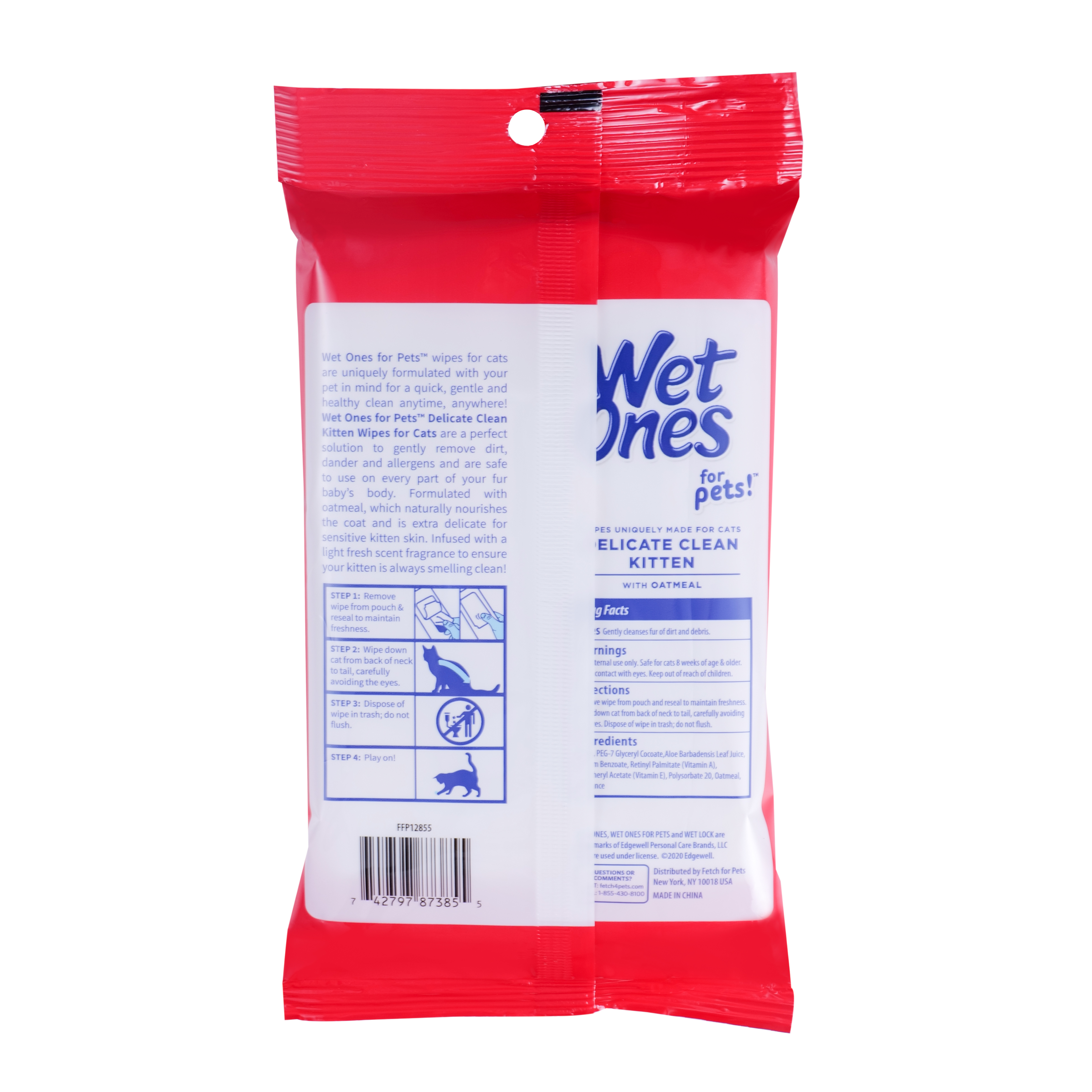 Wet Ones for Pets Delicate Clean Kitten Wipes for Cats With Oatmeal